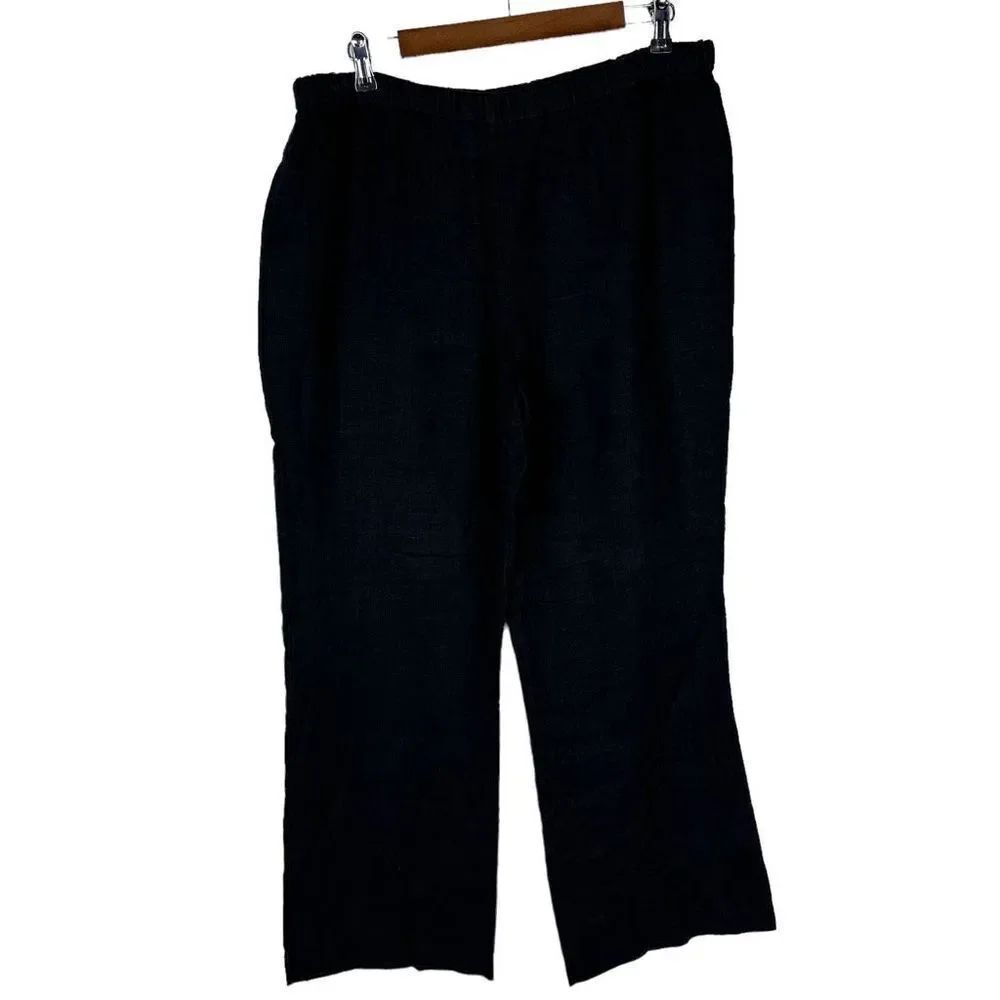 Chico’s Wide Leg Elastic Waist Linen Pant size Large Black